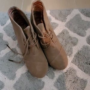 Taupe wedge booties